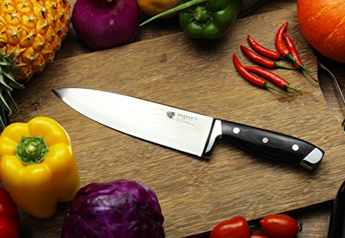 SWITYF VG-10 hochwertige japanische Stahl-Kochmesser, das 205mm lang und mit hohen Kohlenstoffgehalt ist. Das Damaskus-Muster ist wunderschön. DCK-RK - 5