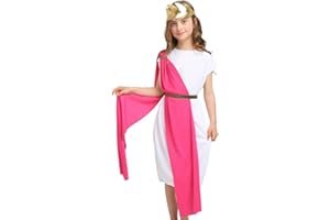 inhzoy Costume da Cosplay per Bambini Greci di Roma Toga Costume da Dea Grecia e Roma Vestito per Feste Cosplay di Filosofi Halloween Travestimenti, 5-12 Anni
