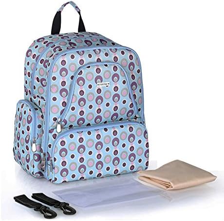 Baby Nappy Backpack, FUYAO Infant Diaper Changing Bag Changing Mat Pushchair Straps Included, Large Capacity (Blue)