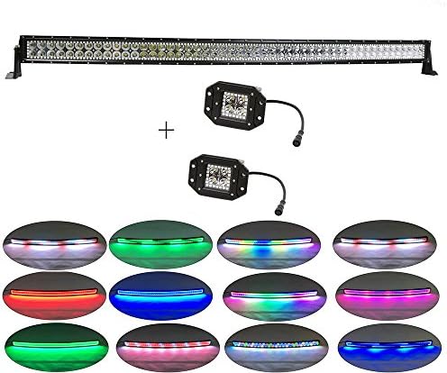 Colorbarz® 288Watts 50" Curved LED Light Bar Chasing Halo+ 2 pcs Flushmount Led work light RGB HALO Off-road Automobile Lighting Work Light IP68 Waterproof for Vehicle ATV SUV UTV 4WD