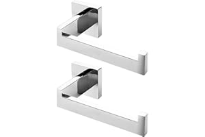 HITSLAM Portarrollos Papel Higiénico Baño Acabado Pulido, 304 Acero Inoxidable, Porta Rollos para La Cocina y El Haño, Portarollos de Papel Higiénico Premium Montaje en Pared 2 Piezas (Cuadrado)