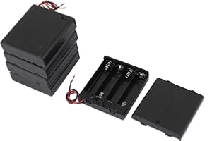 SOURCING MAP sourcingmap 5 Pcs 6V Power Supply 4 x AA Battery Holder Enclosed Case Box Switch Wire Lead