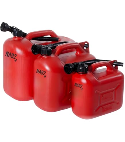 Tanica Per Benzina MAURER 10 Litri In PVC Con Flessibile - Colore Rosso, Approvata CEE, Valigetta Inclusa - Per Motosega E Carburanti - 3