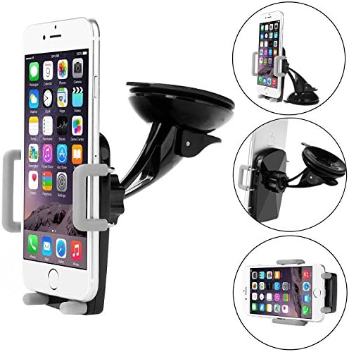 Bingsale Car phone holder mount cradle for iPhone 6S Plus / 6S / 6 Plus/ 6 / 5S / 5 / 4, Samsung Galaxy S6 Edge / S6 / S5 /S4, Note 5 / 4 / 3 etc, auto car mount for smartphone and GPS (air vent / windshield / dashboard, rotating head 360 degrees) (Black)