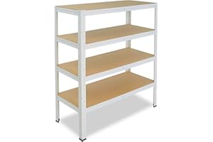 shelfplaza® 115x80x30cm HOME Scaffale metallo per carichi pesanti bianco con 4 ripiani con 175kg capacità di carico/Scaffali in metallo per garage come scaffali per ripostiglio o officina