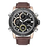 Adisaer Automatikuhr Herren Lederarmband Wasserdicht Leder Armband Quarz Uhr Herrenuhr Multifunktional Kaffee Braun Outdoor Sportuhr Armbanduhr Automatikuhr