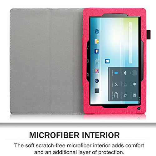 Fintie Odys Ieos Quad 10.1 Hülle Case – Slim Fit Folio Kunstleder Schutzhülle Cover Tasche mit Ständerfunktion für Odys Ieos Quad 25,7 cm 10,1 Zoll Tablet-PC (nicht geeignet für Odys Ieos Quad White Edition), Magenta - 6
