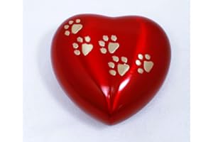 Royal Rapture Urn for ashes Paw Heart Funeral Cremation Memorial Keepsake Pet Dog Cat |Without Stand (Red 5") RHP03-01