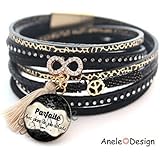 Bracelet manchette femme Parfaite noir doré