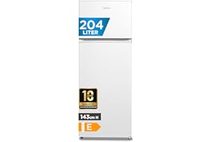 Midea MERT210FGE01 Frigo-congelatori doppia porta 204 L, Congelatore da Montare in Alto, 176kWh/annum, controllo della temperatura regolabile, Luce LED, Bianco