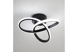 SEAMOON Luz de techo LED, lámpara de techo de aluminio LED de trébol negro de 20 W, luz blanca de 220 V, 6500 K, adecuada para sala de estar, dormitorio, estudio [Clase de eficiencia energética E]