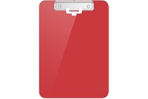 Hnogri A4 Portablocco plastica, Rosso Appunti formato A4 standard per infermieri, studenti, ufficio e donne, appunti con portapenne e clip a basso profilo, dimensioni 31.5 x 22.5 cm, Rosso