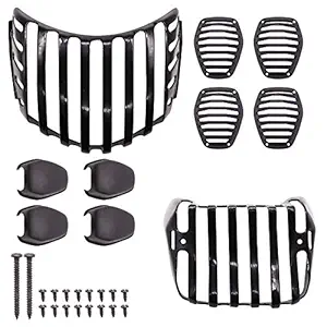 AllExtreme PVC Front Rear Head Light, Tail Light & Indicator Grill Cover Set Compatible With Hero HF-Deluxe (Black)