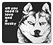 Produktbild Husky Mouse Pad, Hand Drawn Dog Illustration with All You Need is Love and Husky Quote, Standard Size Rectangle Non-Slip Rubber Mousepad, Black White and Pale Blue