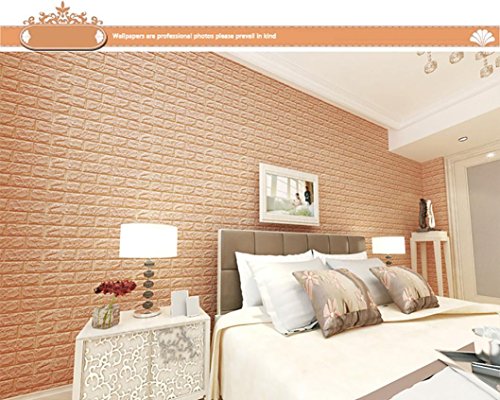 Igemy 3D Brick Wall Sticker Selbstklebende Schaum Wallpaper Panels Zimmer Abziehbild (Khaki) - 2