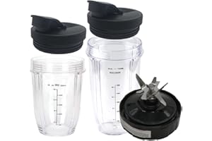 joystar 5 Stück Ersatzteile Extraktor Klinge mit 530 g 680 Becher und Ausgießdeckel für 1200 W Ninja Auto-IQ Smooth Boost Blender: BL490 30/BL491 30/BL492 30/BL492W 30/BL493Z 30/BL494 30 (20, 20, 20 )
