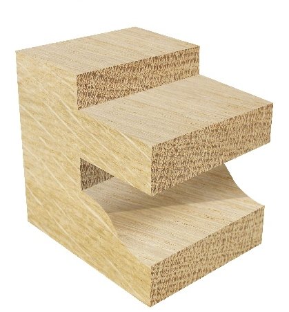 ENT Profil- und Konterprofilgarnitur Typ “B“ einteilig HW (HM), Schaft (C) 8 mm, Durchmesser (A) 41 mm, B 23,8 mm, R 4,76 mm, E 9,5mm, D 38 mm, mit Kugellager - 3