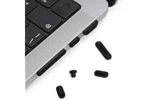 ProElife Lot de 7 bouchons anti-poussière et anti-poussière pour MacBook Pro 2024-2021 14,2" M4 M3 M2 M1 Pro/Max (A3112/A3185/A3401/A3186/A3403) - Accessoires en silicone (noir)