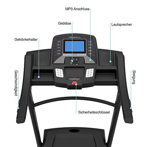 Pfingstangebot bis 05.06.2017! Fitifito 660B Profi Laufband 6PS 16km/h mit LED Bildschirm, Dämpfungssystem, 15 Trainingsmodulen inkl. HRC – Klappbar, Schwarz - 2