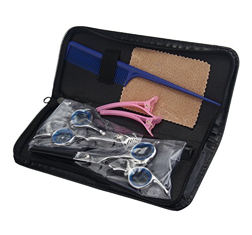 niceEshop(TM) 6pcs Professional Hair Scissors Set Barber Hair Cutting Thinning Scissors with Black Case (6.0 Inch)