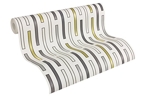Architects Paper Tapete AP 2000 Design by F.A. Porsche Serie DashLine 10,05 m x 0,53 m grau metallic weiß 303502