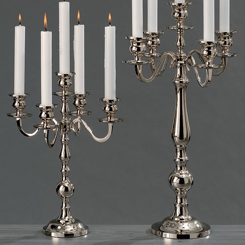 Kerzenleuchter Varas Silber 35cm Kerzenhalter Kerzenständer silberner Kandelaber - 3