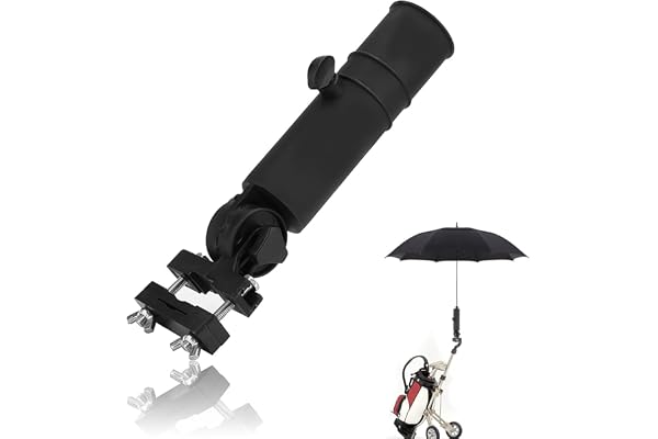 Amindz Golf Support Parapluie,Réglable Support de Parapluie de Golf,Universel Umbrella Holder,Porte-Parapluie pour Chariot de Golf,Vélo,Bébé Poussette,Plage Chaise(Noir)