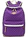 Produktbild Leichte Schulrucksack mit Polka Dots Nette Canvas Schultaschen Damen Mädchen EXTRA Groß Kinderrucksack Daypacks Rucksäcke Modische mit Laptop Fach 33 * 45 * 17 cm – Little Princess (Lila)