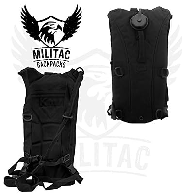Militac :Sac à dos d'hydratation avec poche à eau de 2,5L – Disponible en couleurs noire, verte, beige, Digital, ACU, MTP, Noir