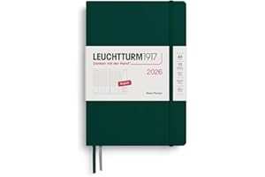 LEUCHTTURM1917 372763 planer tygodniowy Medium (A5) 2026, Forest Green, angielski