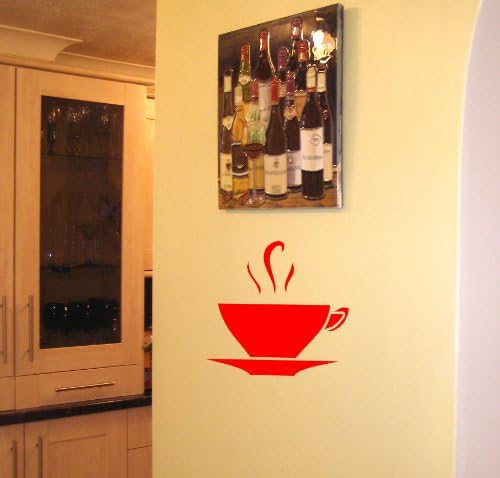 Original Superior Quality Kitchen Decal Coffee Cup Wall Art Vinyl Sticker in Red - By SCA ART