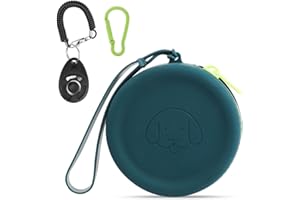 FIDWALL Custodia in Silicone per Cani,con Il clicker per Cani,da Passeggio per Cani e Gatti,Formato Tascabile,Facile da Pulire,inodore,Design con Cerniera,Borsa da Allenamento Portatile(Dunkelgrün)