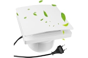 BAIFULAI Badfläkt Ø 100 mm, frånluftsfläkt med bakventil, rörfläkt, badrumsfläkt badrumsfläkt frånluftsfläkt med EU-kontakt 95 m³/h, 12 watt/34 dB väggfläkt för badrum, toalett, kök