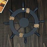 KING DO WAY Deko Holz Dampfer Steuerrad Lenkrad Haus Garten fuer Maritim Deko Wand Dekoration Dunkel Blau - 4