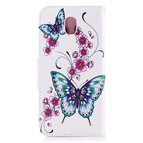 Funda Galaxy J5 2017 SM-J530F  SpiritSun Carcasa Samsung J5 2017 Funda Libro Flip Folio Case de PU Cuero   Suave Silicona  Cierre Magn  tico   Funci  n de Soporte  Elegante Protectora Funda Tapa para Samsung Galaxy J5 2017 SM-J530F  5 2 pulgadas  - Butterfly and Flower