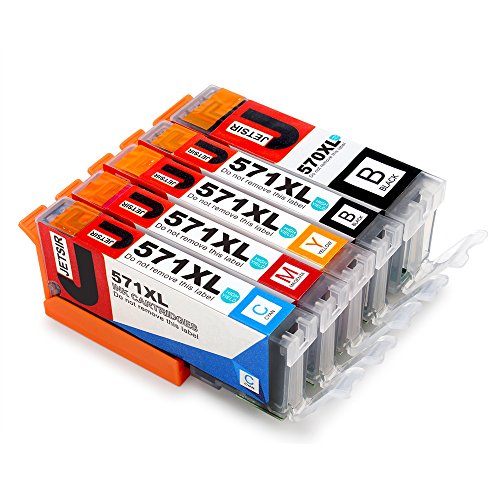 JETSIR Ersatz für Canon PGI-570XL CLI-571XL Druckerpatronen, Hohe Ergiebigkeit Kompatibel Mit Canon PIXMA MG5750 MG5751 MG6850 MG6851 TS6050 TS6051 TS5050 TS5051 MG5752 MG5753 TS5053 TS5055 TS6052 Drucker (No Grau. 1 Groß Schwarz, 1 Klein Schwarz,1 Cyan,1 Magenta,1 Gelb)