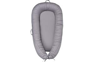 Zeroall Baby Nest Pod Baby Lounger Doublesided Soft Sleeping Cribs Cuddle Pads, 100% Cotton Swaddling Wrap for Newborn & Babies 0-18 Months, 90 * 50cm(Grey)