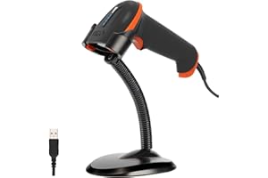 Tera Escáner de Código de Barras Láser USB 1D con Cable con Soporte ergonómico Lector de código de Barras ultralargo Patente de diseño: EU008489413, L5100Y-Z