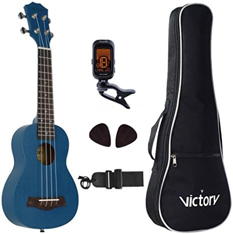 Soprano ukulele 21 Inch Mahogany and Aquila Strings with Beginner Kit: Bag + Tuner + Straps + Picks - Blue