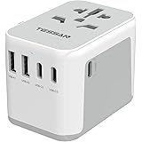 Universal Adapter, TESSAN Worldwide Travel Plug Adaptor with 2 USB A and 3 USB C Ports, International Travel Adapter for EU, 