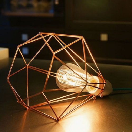 Filament Style Filament 004 französische Retro Loft Lampe Diamond #1 mit Textilkabel in blau Metall E27, 28 x 18 cm, bronze - 8