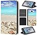 Price comparison product image CoverFix Premium Flip Cover Protective Case for Samsung Galaxy J3 2017 / J3 2017 Duos, Made of Faux Leather with Motif 1517 Strand Meer Sonne Urlaub Muschel