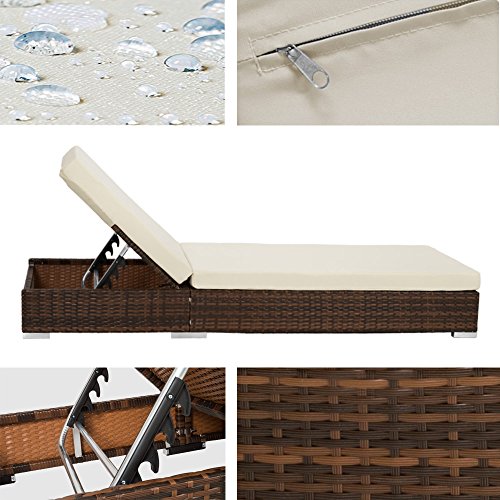 TecTake 2x Aluminium Polyrattan Sonnenliege + Tisch Gartenmöbel Set – schwarz braun – inkl. 2 Bezugsets + Schutzhülle, Edelstahlschrauben - 5