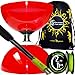 Produktbild Juggle Dream HURRICANE (Rot) Große Profi Diabolo Set mit Freiläufer (3K Dreifach-Kugellager), Diablo CARBON-Handstäbe + 10m ULTRA-SPIN Pro Diaboloschnur +Reisetasche! (The Best Freilaufdiabolo) Jongliergeräteräte