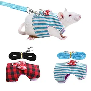 2 Sets Hamster Harness of 2 Colours, Hamster Harness and Leash, Mini Pet Traction Rope Chest Strap, Small Animal Supplies(XS)