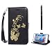 Produktbild KSHOP für Sony Xperia Z3 Case Cover Bookstyle Tasche Flip Case Brieftasche Handyhülle PU Ledertasche schwarz mit Bronzing Drucken Schmetterling Ultra Slim Smart Ledertasche Flip Etui mit Standfunktion + Bleistift Touch schwarz