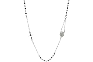 SiLo Bijoux COLLANA ROSARIO DONNA UOMO ACCIAIO INOX 316L ARGENTATO DORATO NERO ANALLERGICO - CONFEZIONE REGALO