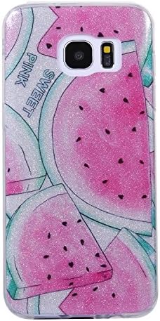 HeBan Luxury Bling Bling Glitter Sparkle Designer Case Shockproof Shining Fashion Style Back Cover for Samsung Galaxy S7 - Fruit Watermelon