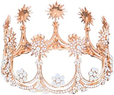 GWQ Bride Wedding Alloy Crown Crystal Flash Drilling Headband Crown Holy Communion Headdress Hair Accessories (Golden)