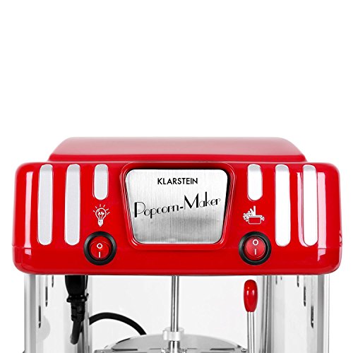 Klarstein Volcano Popcornmaschine Popcorn Maker (300 Watt Rührwerk, Edelstahl-Topf, Innenbeleuchtung, ca. 60 l/h) rot-weiß - 5
